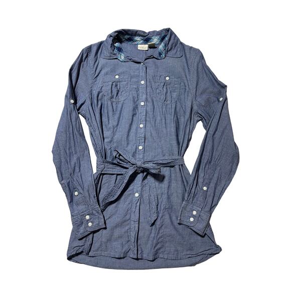 L.L. Bean Tops - L.L. Bean Womens XS Blue Lightweight Outdoors Button Down Belted Top